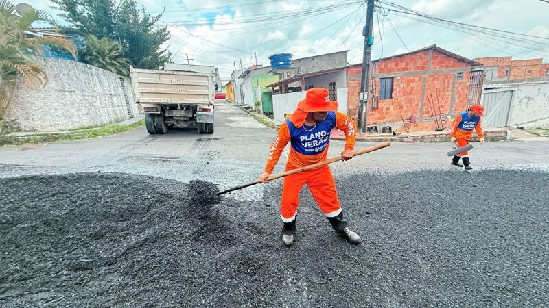 Prefeitura de Manaus transforma rua do bairro Monte das Oliveiras com obras do ‘Plano de Verão’