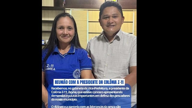 O vice Prefeito de Lábrea João Roberto recebeu em seu gabinete a Presidente da Colônia de Pescadores de Lábrea