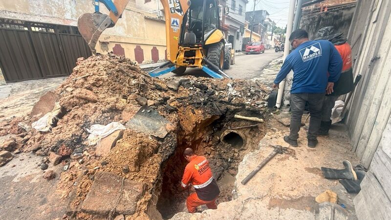 Prefeitura de Manaus recupera galeria de drenagem no bairro Praça 14 de Janeiro