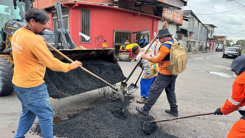 Prefeitura de Manaus avança em obras intensivas de recuperação asfáltica no bairro Nova Floresta