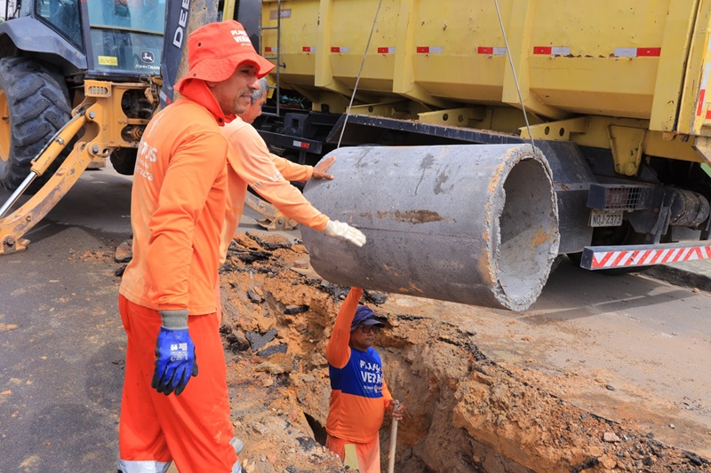 Prefeitura de Manaus recupera drenagem profunda e reforça sistema de escoamento de águas pluviais no conjunto Ajuricaba