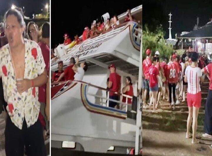 Tumult0 e superlotação em embarcação atrasam saída de torcedores do Garantido para Parintins